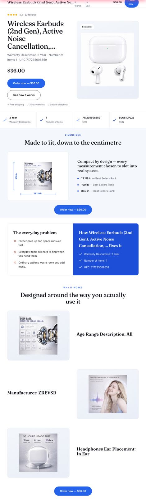 Earbuds store built with DropCraft